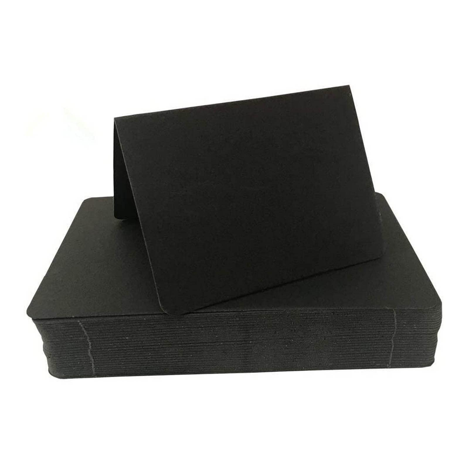 50 Pcs Black Blank Place Cards Blank Tent Table Place Cards for Weddings Banquets Dinner Parties Folded Seat Assignment Setting Label,3.5 x 2.7 Inch