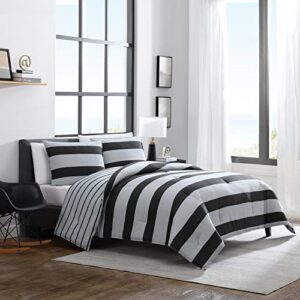 Nautica- Queen Duvet Cover Set, Cotton Reversible Bedding with Matching Sham(s), Designer Home Décor (Lawndale Grey, Queen)