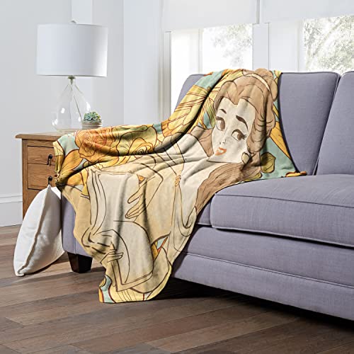 Northwest Beauty & The Beast Silk Touch Throw Blanket, 50" x 60", Floral Fantasy Belle