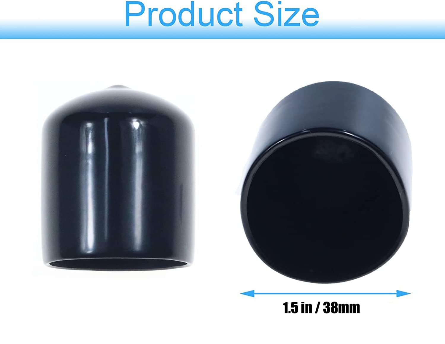 1.5" (38 mm) Rubber end caps Soft PVC Rubber Plug Thread Protective Sleeve Rubber Protective Cap Screw Protective Cap Round Plastic Cover Rubber Sleeve