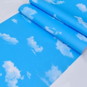 TAOGIFT Peel and Stick Contact Paper Blue Sky Clouds Pattern Wallpaper Vinyl for Kitchen Wall Art Crafts Decor 24x117 Inch