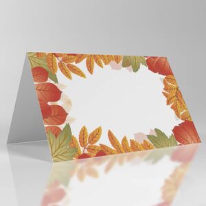 25 thanksgiving day place cards tent cards seating (3.5 x 2 in), fall leaves table name cards for thanksgiving party, food labels, dinner parties, banquets, baby shower / yjzw001j