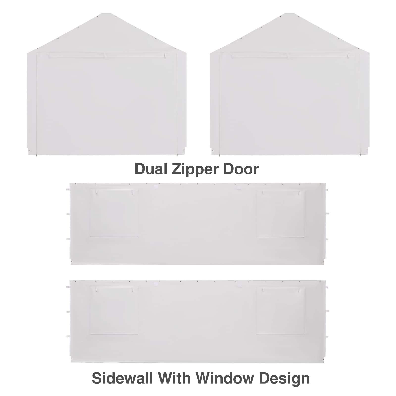 Gardesol Carport Replacement Sidewall, Replacement Sidewall Tarp for 10' x 20' Carport Frame, 180G Waterproof & UV Protected Replacement Sidewall Cover, White, Top Cover and Frame Not Included