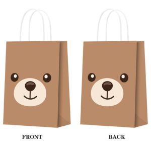 KERINGO 16 PCS Party Bags for Bear Party Decorations for Bear Baby Shower Party Bags Gift Treat Bags Paper Goody Candy Snack Bags for Kids Boy Girl Birthday Party Supplies and Decor