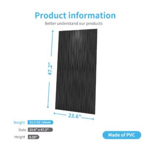 Art3d Black Large PVC 3D Wall Panels for Interior Wall Décor, Drop Ceiling Tile 2x4, 3D Textured Wavy Wall Panels Decorative, Pack of 6 Tiles(47.2"×23.6")