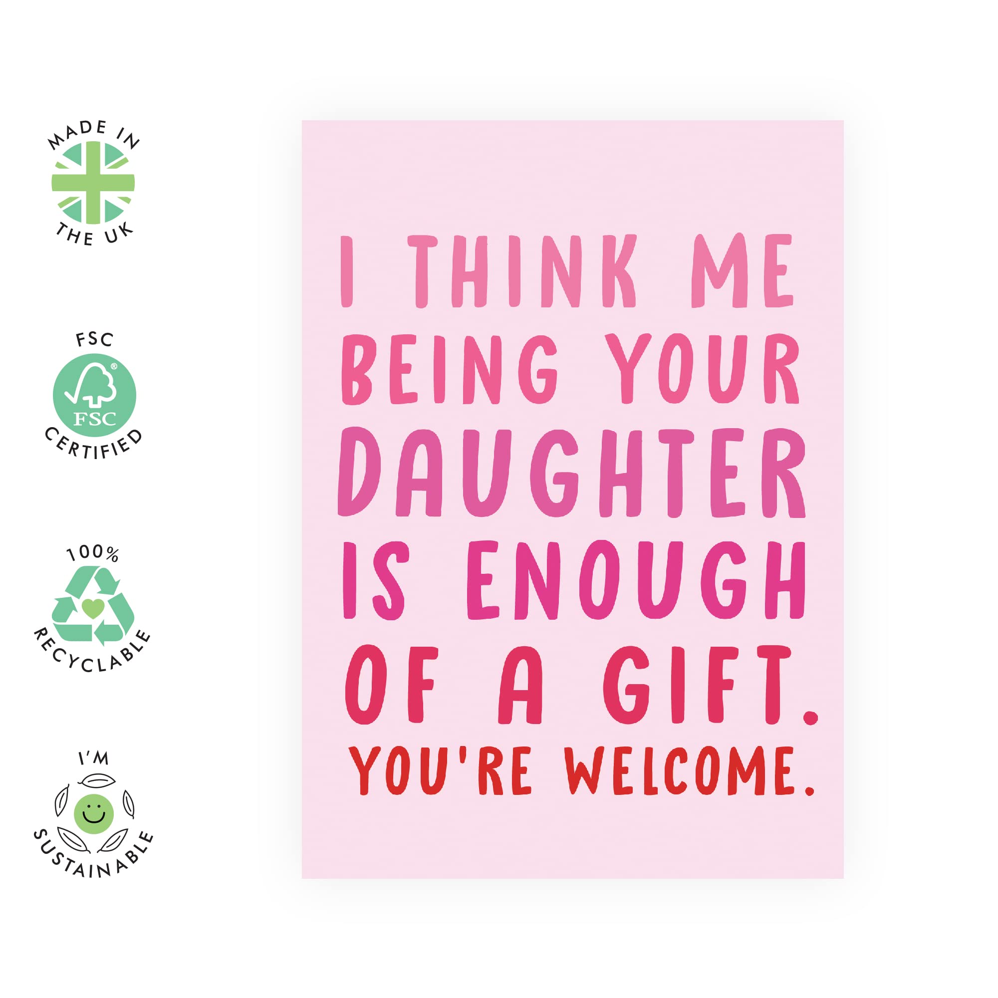 CENTRAL 23 Mom Birthday Cards from Daughter - Funny Dad Birthday Cards - 'Me Being Your Daughter - Father’s Day Card - Dad Gifts from Daughter - Comes With Fun Sticker