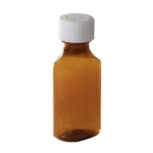 Plastic Amber Liquid Medicine Bottles with Child Resistant Caps 2oz Pack of 10 Oval Pharmaceutical Prescription Dispensing Bottle with Safety lids - Light-sensitive Pharmacy Container (2oz. 10 Pack)