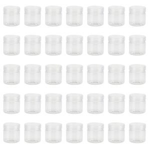 muklei 70 pcs 2oz clear plastic bead containers, round bead containers with lids, mini sample container for lotions, beads, candies, spice