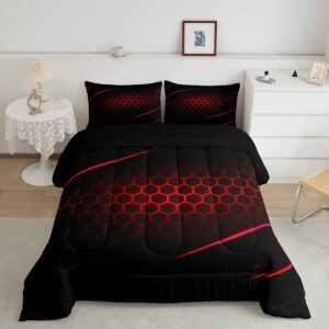 honeycomb comforter hexagonal print bedding set geometrical beehive red comforter set for boys girls teens decor geometric simplistic duvet set king size quilt boys