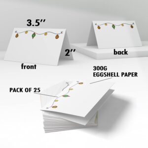 25 Christmas Place Cards Foldable Tent Cards Seating (3.5 x 2 in), Table Name Cards for Christmas Party, Food Buffet Labels, Dinner Parties, Banuets, Baby Shower / YJZW016J