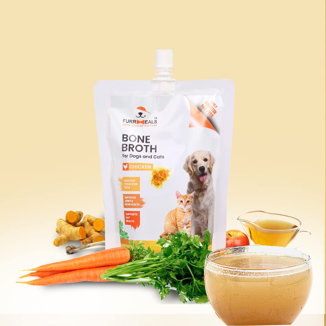 FurrMeals Ready to Serve Chicken Bone Broth | Gravy/Wet Dog Food | Treat for Dogs and Cats | 300ml x Pack of 3 | Joint Health Natural Supplement