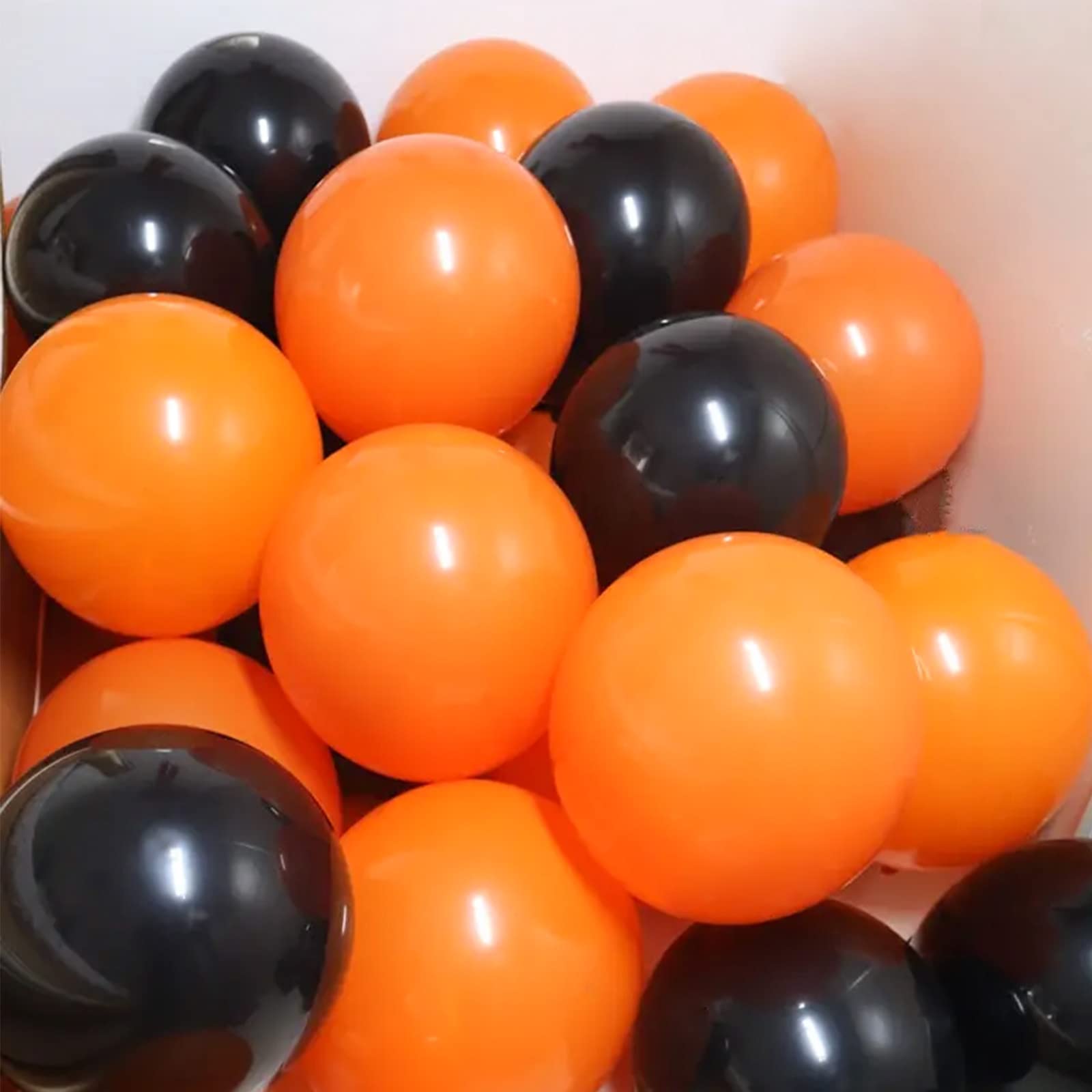 Orange and Black Balloons 50 Pack 12 Inch Black Orange Confetti Balloon Halloween Latex Party Balloons with 2 rolls of ribbon for Halloween Birthday Party Decorations