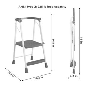 COSCO 2-Step Kitchen Stepper™ Adult Folding Step Stool, Kids Folding "Helper" (Steel/Resin)