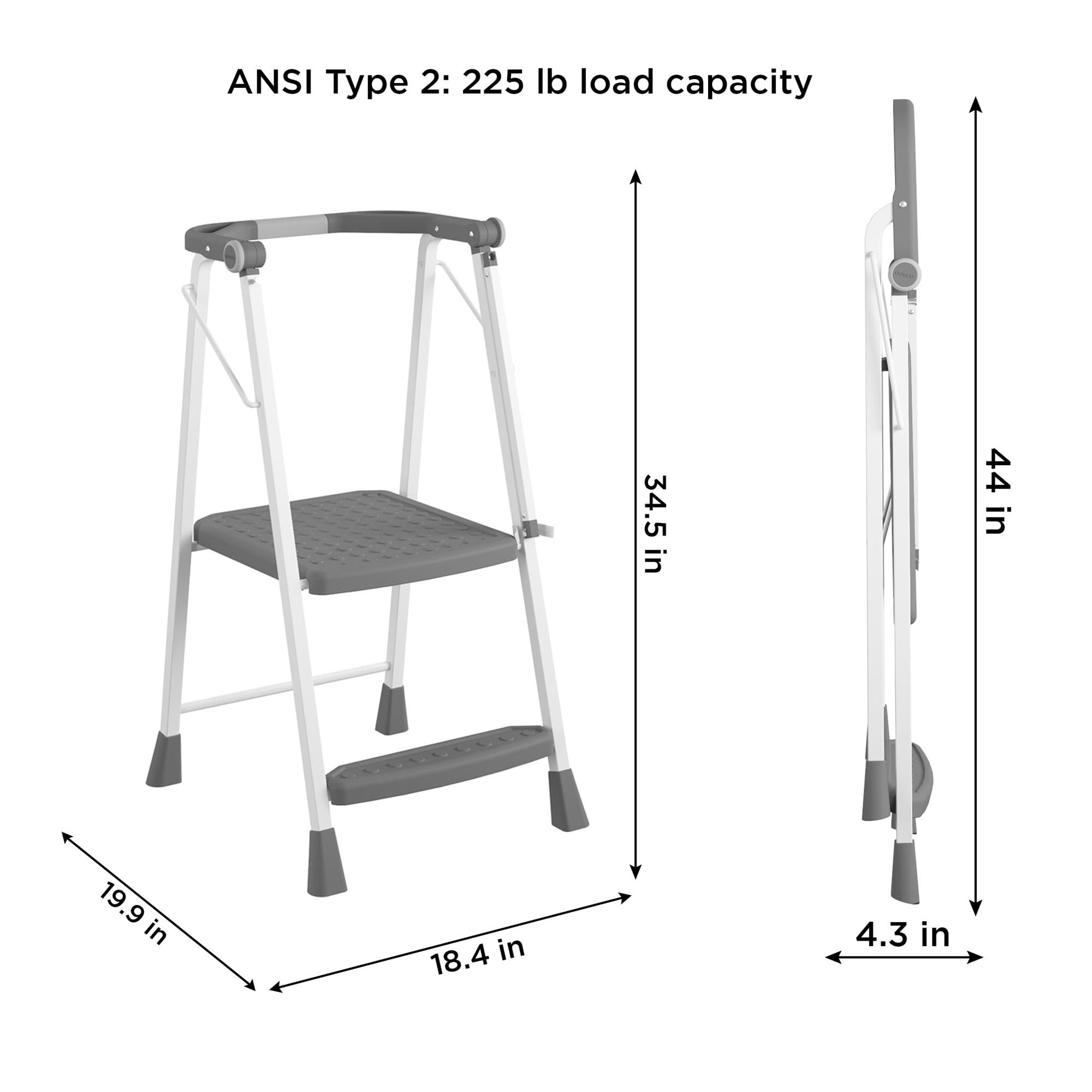 COSCO 2-Step Kitchen Stepper™ Adult Folding Step Stool, Kids Folding "Helper" (Steel/Resin)