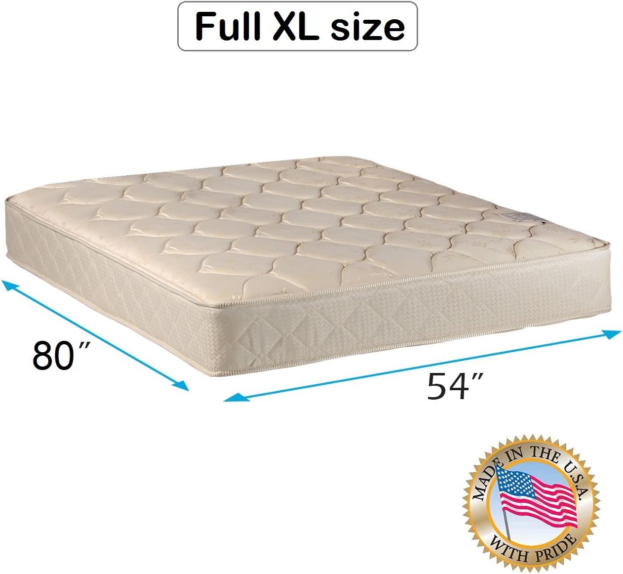 DS Solutions USA Comfort Classic Orthopedic Gentle Firm Full XL Mattress Only with Mattress Cover Protector Included - Fully Assembled, Long Lasting Comfort and 1 Sided