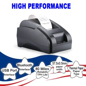 MRBOSS 2“ 58mm POS Cash Register Portable Thermal Receipt Printer with High Speed Printing USB+Bluetooth Interface for Supermarket Restaurant Retail Sales Kitchen Support Windows Android MAC