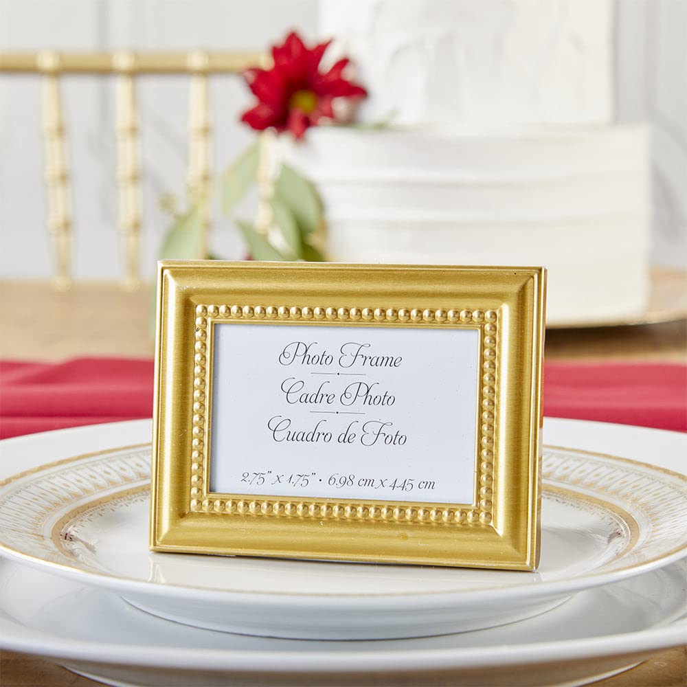 Kate Aspen 12PCS Gold Beaded Frame Place Card/Photo Holder, Place Cards Included, Wedding, Bridal Shower, Anniversary Party Decorations