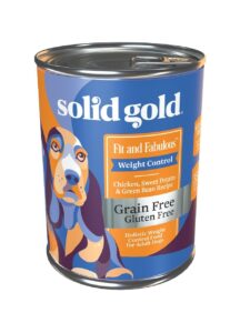 solid gold fit & fabulous chicken, sweet potato & green bean weight control grain free wet dog food, 13.2 oz.