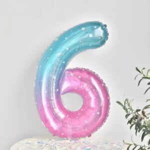 40 Inch Starry Sky Gradient Number 6 Balloons for 6th Birthday Party Decorations. (6)