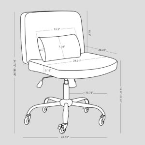 iMenting Criss Cross Chair with Wheels, Desk Chair Comfy with Wide Seat, Cross Legged Office Chair, Swivel Vanity Chair with Back, with Lumbar Pillow, Height Adjustable, Armless (Grey)