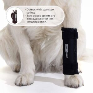 Ortocanis - Dog Carpal Support Brace - Carpal Instability or Osteoarthritis - Stabilizes and Reduces Pain - with Two Immobilization Splints - Made of Neoprene - Size XXL 15-19 cm