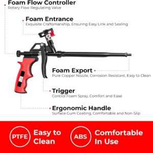 Luft Professional Expanding Foam Spray Gun (1 Insulation Gun + 9 Extenders) PU Insulating Applicator Heavy Duty Metal Body Dispensing Foam Gun Suitable for Caulking, Filling, Sealing