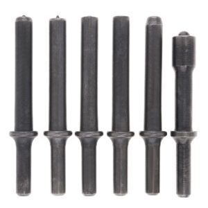 ChgImposs 6pcs Hard 45# Steel Solid Air Rivet Impact Head Support Pneumatic Tool for Drilling/Rusting Removal