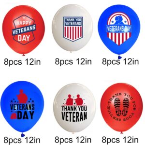 48pcs Veterans Day Decorations Balloons - Happy Veterans Day Balloons Decorations Set for Thank You Veterans Party Supplies Patriotic Themed Party Decorations