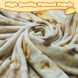 HDFK Tortilla Blanket for Kids Realistic Food Fleece Adult Size Yellow Taco Cheese Fluffy Throw Blankets Flannel Round Stuff Funny Novelty Present Birthday 60 inches Cozy White Elephant Double Sided