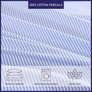 Poppy & Fritz- King Duvet Cover Set, Cotton Reversible Bedding with Matching Sham(s), Casual Home Décor (Oxford Stripe Blue, King)