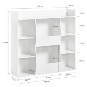 Haotian Kid's Bookshelf Children Bookcase with Toy Storage Organizer, Toddler Book Rack for Playroom, Book Holder for Nursery Classroom, White, KMB55-W