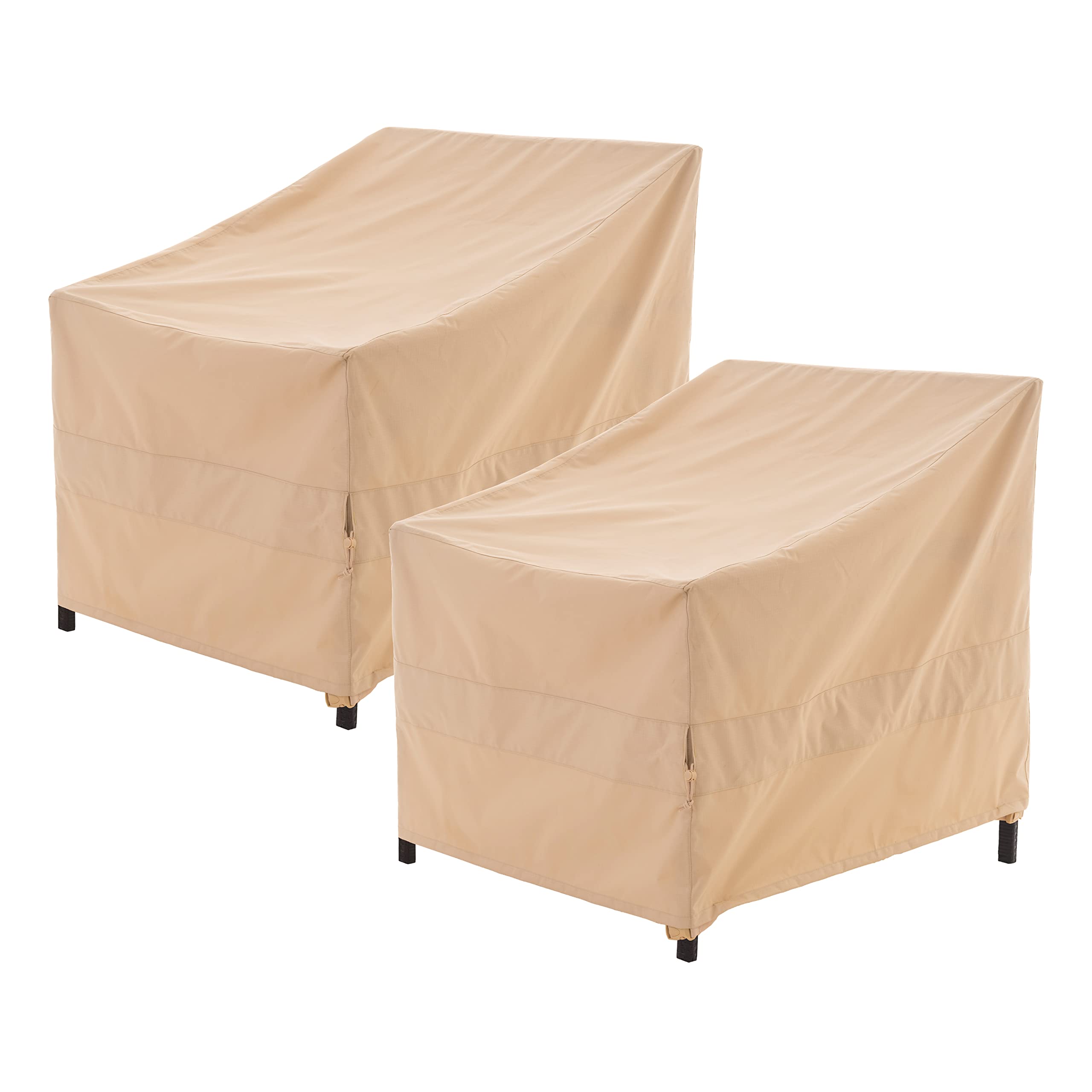 WJ-X3 Patio Chair Cover, Outdoor Lounge Cover, Heavy Duty, Waterproof Lawn Chair Covers, 43W x 42D x 42H, Beige, 2-Pack