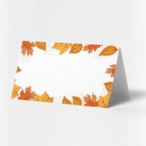 thanksgiving place cards (3.5 x 2 in) 25 pcs, table name cards for thanksgiving party, seating name cards, food labels, scored for easy folding, thanksgiving party supplies, fiesta party - sjk001