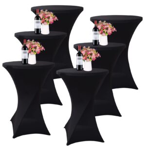 merkaunis 6 pack cocktail table covers,stretch cocktail table tablecloth 32"x43" fitted hightop table,square cocktail tablecloth for bar wedding cocktail party banquet table (black)