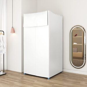 AMSXNOO Portable Clothing Store Fitting Room, Mobile Foldable Changing Room Dressing Room with Shading Curtain and Hook Up, Temporary Locker Room for Boutiques Office Mall, Installation-Free