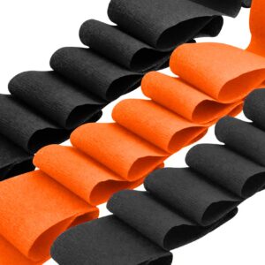 jiebor Halloween Streamers Orange and Black Crepe Paper Streamers for Halloween Party Home Classroom Office Door Wall Fireplace Decorations 9 Rolls 738 Feet