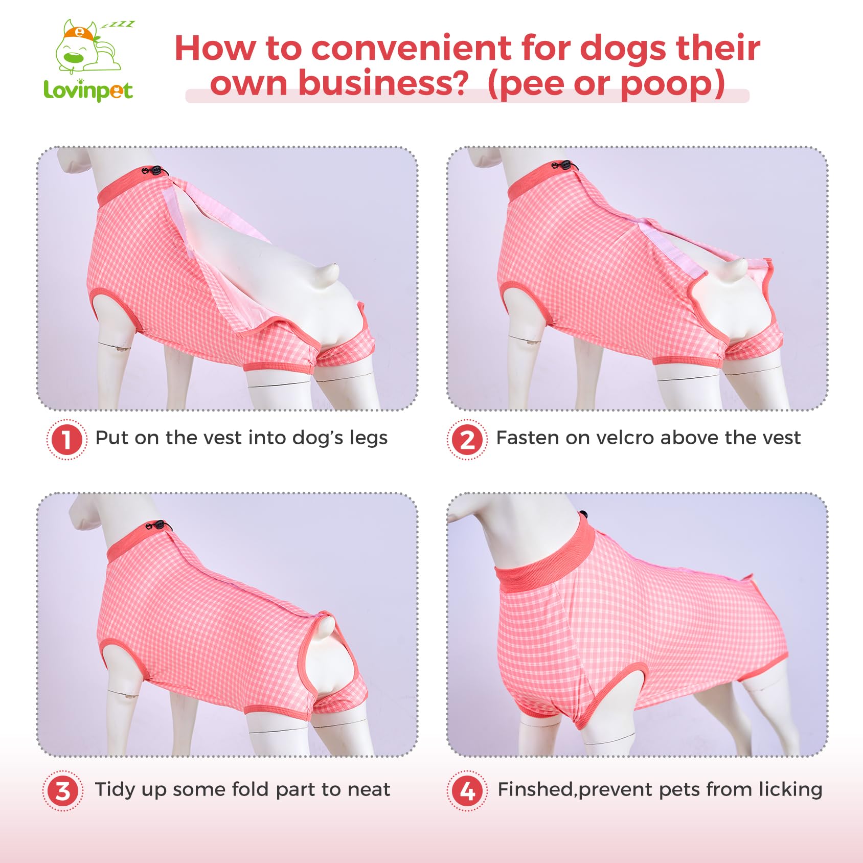 LovinPet Dog Surgical Recovery Suit Male - Surgery Suit for Dogs Female & Male Anti-Licking Protection Full Body Coverage for Anti-Shedding