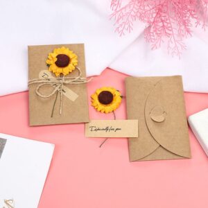 Yayatty Pack of 60 PCS Greeting Card Invitation Cards Retro Kraft Paper Card, 6 Style Birthday Card Thank You Card with Dried Flowers for Christmas Birthday, 4.1 x 2.8 Inch