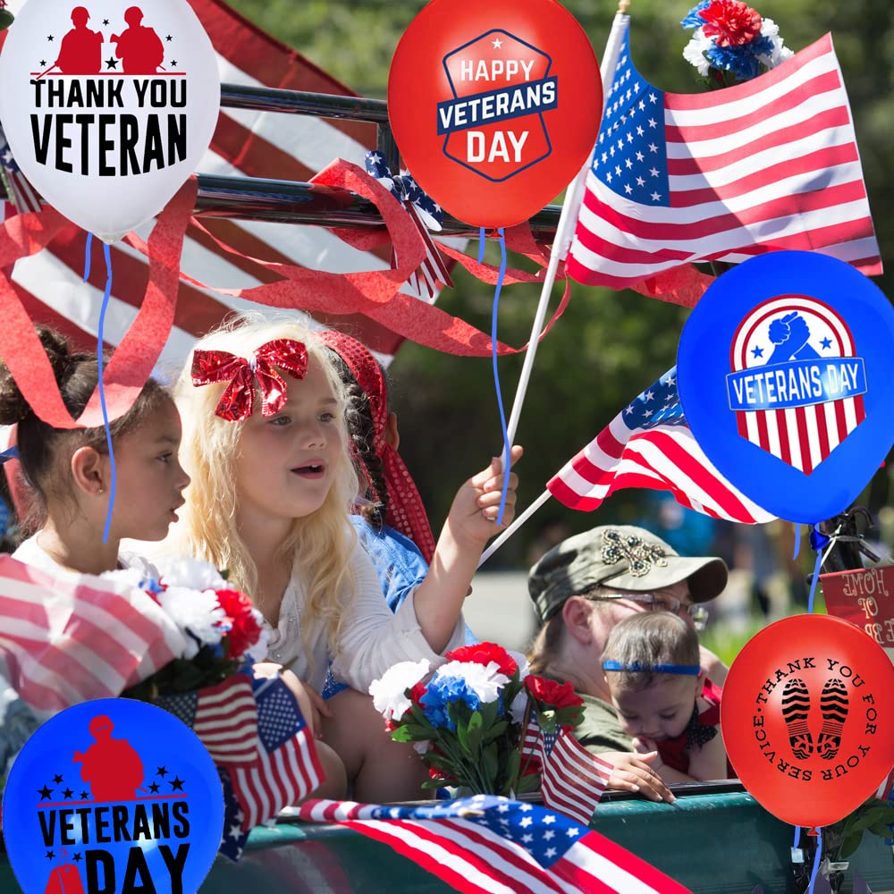 48pcs Veterans Day Decorations Balloons - Happy Veterans Day Balloons Decorations Set for Thank You Veterans Party Supplies Patriotic Themed Party Decorations