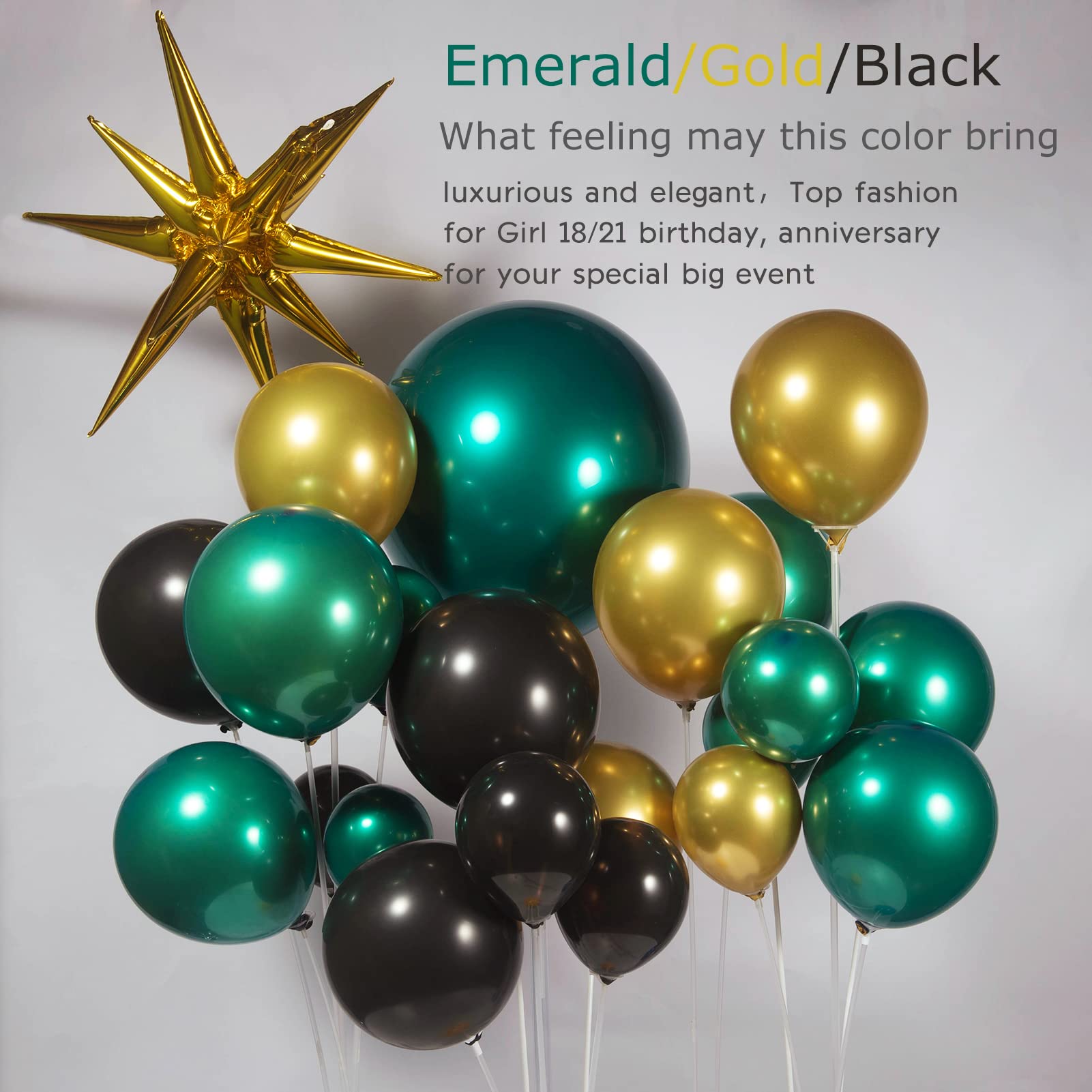 Double stuffed emerald Balloons Different sizes Customized 52 PACK 18+10+5 inch Dark Teal emerald green Balloon Garland kit For Wedding Birthday baby shower anniversary decorations