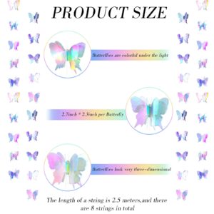 3D Butterfly Hanging Garlands Butterfly Laser Paper Party Streamers Decoration for Wedding Home Party Birthday Decorations Butterfly Baby Shower Decorations (8 Pieces)