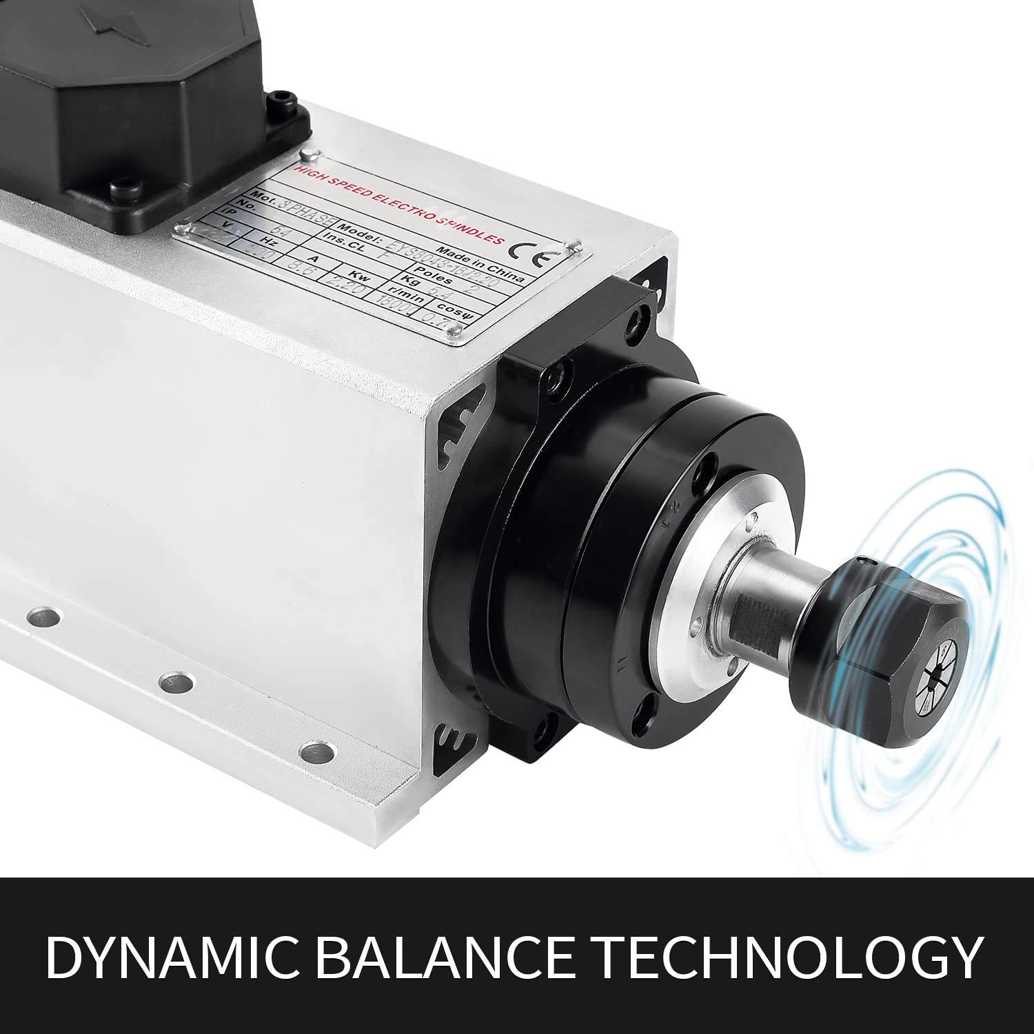 CNC Spindle Kits, 110V 2.2KW 2200W Air Cooled Spindle Motor Square CNC Spindle CNC Motor Spindle Motor + 2.2KW VFD + 13pcs ER20 Collets + Aviation Wire +Power Wire + Drill Bits