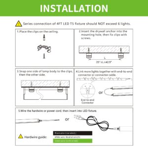 SUNLINKCO (6 Pack) 4FT T5 LED Integrated Fixture, 6500K,20W,2300LM(Super Bright White) Linkable LED Shop Light,Garage Light,Ceiling and Cabinet Light,Strip Light,Corded Electric with ON/Off Switch