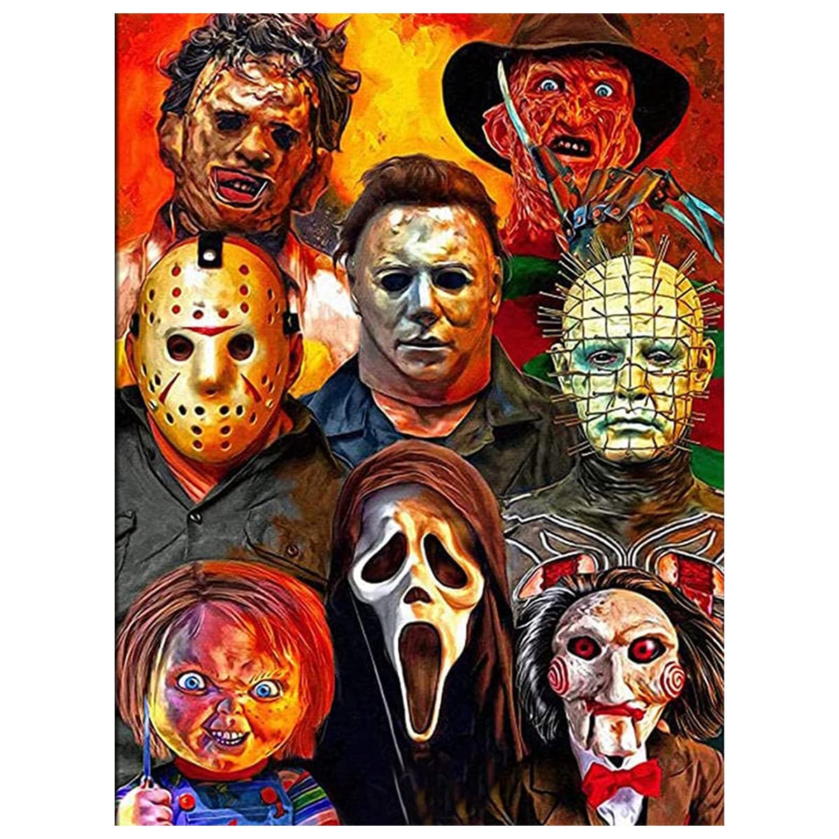 Bysincy 5D Diamond Painting Kits for Adults Halloween Diamond Arts Horror Diamond Painting DIY Full Round Drill for Home Wall Decor and Adults Kids Holiday Gift