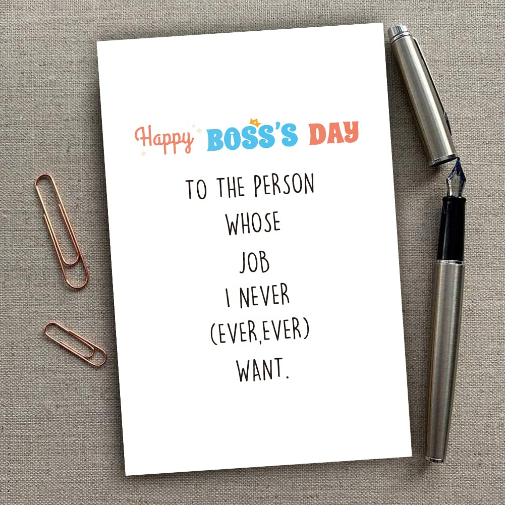 Spercy Funny Boss's Day Card from Employee, Boss Appreciation Card, Happy Boss's Day to the Person Whose Job I Never Ever, Ever Want