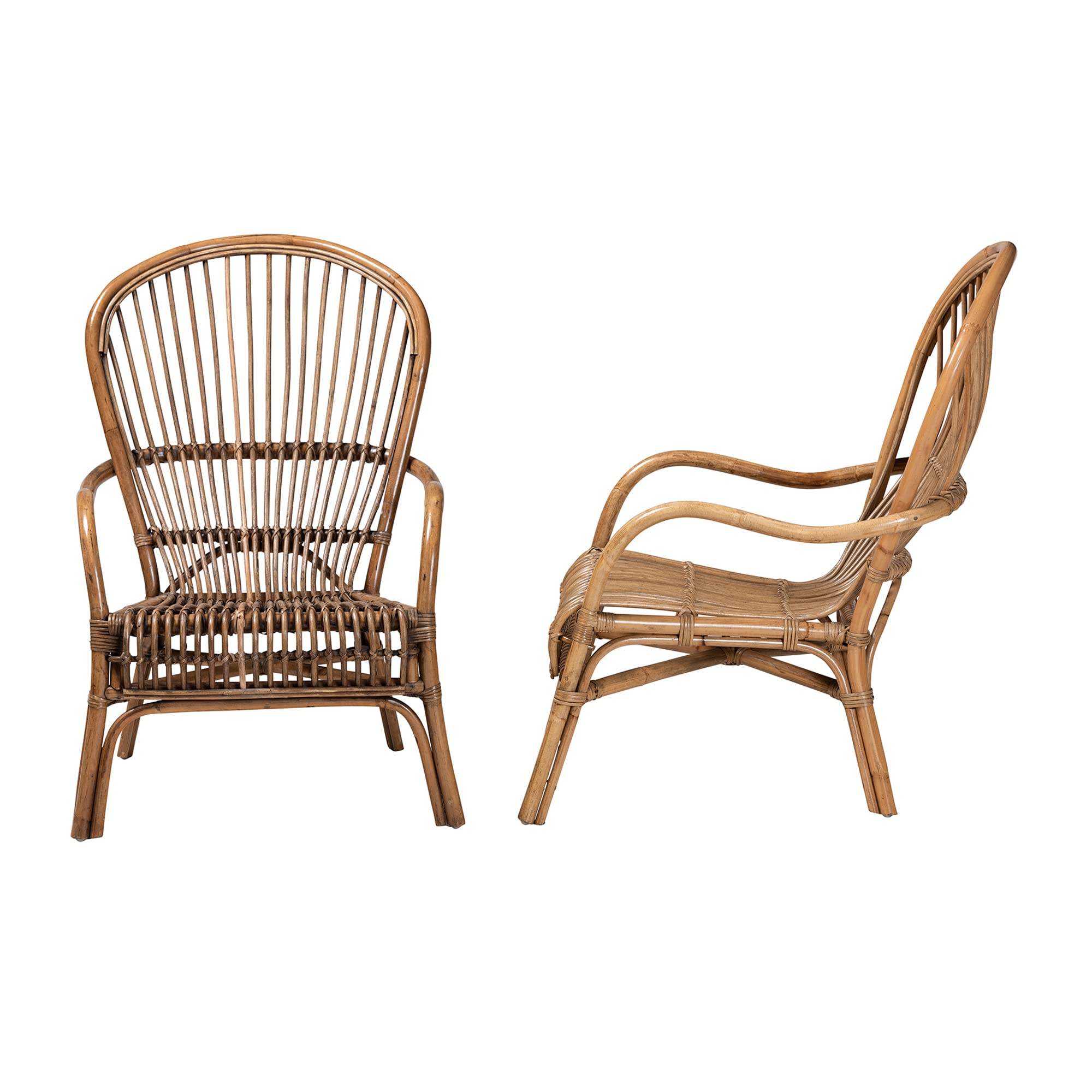 Baxton Studio Varali Chair, Set of 2, Natural Brown