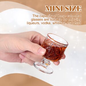 1.75 oz Shot Glasses Set Fancy Cute Shot Glasses Cordial Crystal Shot Glassware Clear Embossed Glass Snifters Drinkware for Wine Sherry Vodka cocktail Beverage Wedding Party Bar Supplies (12 Pieces)