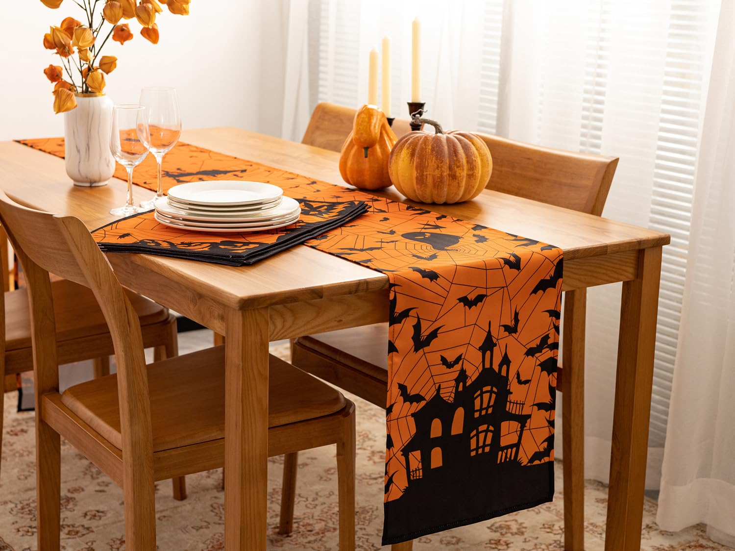 YiHomer Halloween Silhouettes Tabletop for Halloween Decorations, Dinner Parties and Scary Movie Nights, Horror Night, Tablecloth, 60 x 84 Rectangle