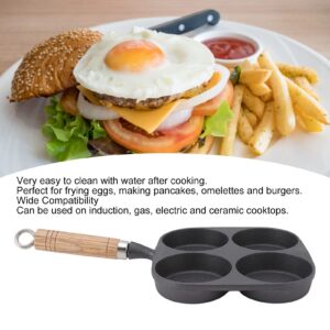 Iron 4 Cup Omelette Pan Non Stick Frying Egg Tool With Single Round Hole Size 9cm Easy To Clean Breakfast Cast Iron Pan Suitable For Frying Eggs, Making Pancakes, Omelettes And Burgers