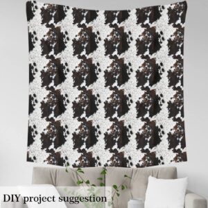 Cowhide Print Girl Woman DIY Fabric by The Yard for Craft Lovers,Abstract Animal Fur Rustic Farmhouse,Decorative DIY Fabric for Upholstery and Home Accents,2 Yard,Black White Brown,Not Really Cow Fur